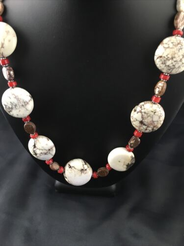 Native American Wild Horse Coral Necklace | Sterling Silver | 21" | 10278