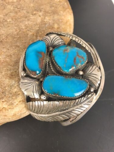 Navajo Old Pawn Bisbee Turquoise Cuff Bracelet | Sterling Silver | Native American | 8281