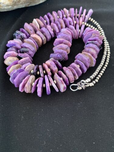Navajo Rare Charoite Strand Necklace | Sterling Silver | Authentic Native American Handmade | 24" | 2841