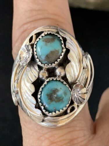 Navajo Kingman Turquoise Multi-Stone Ring | Authentic Native American Sterling Silver | Sz 11 | 14176