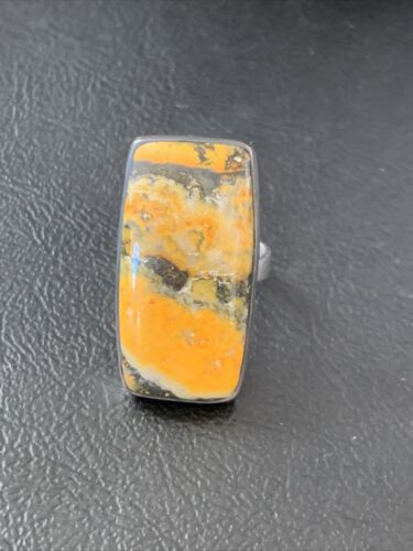 Southwestern Navajo Yellow Bumble Bee Jasper Ring | Sterling Silver | Sz 7 | 11547