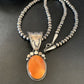 Navajo Orange Spiny Oyster Pendant Necklace | Sterling Silver | Authentic Native American Handmade | 13081