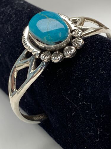 Southwestern Navajo Turquoise Cuff Bracelet | Sterling Silver | Authentic Native American Handmade | 4756 - Masha USA
