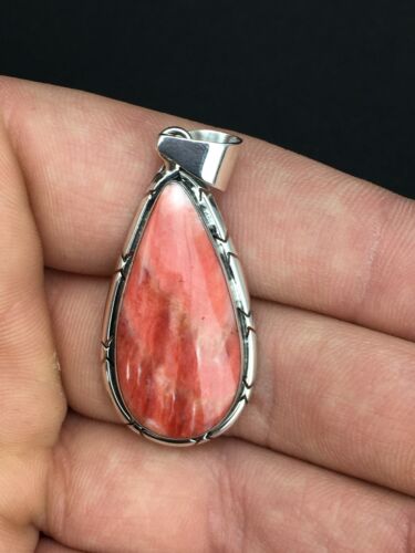 Native American Navajo Red Spiny Oyster Pendant | Sterling Silver | 1.75" | 1125