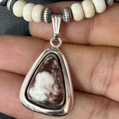 Navajo Wild Horse Turquoise Necklace Pendant | Sterling Silver | Authentic Native American Handmade | 14611