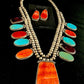 Navajo XL Spiny Oyster Squash Blossom Necklace | Sterling Silver Turquoise | Authentic Native American Handmade | 12702