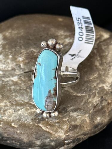 Navajo Blue Kingman Turquoise Ring | Sterling Silver | Sz 8.5 | 00435