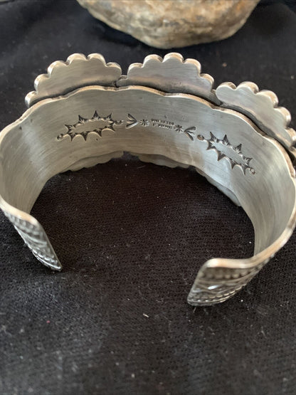 Navajo Royston Turquoise & Spiny Oyster Cuff Bracelet | Sterling Silver | Authentic Native American Handmade | 1105