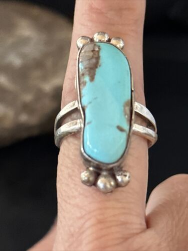 Navajo Blue Kingman Turquoise Ring | Sterling Silver | Sz 8.5 | 00435