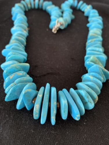 Authentic Native American Navajo Pearl Sterling Silver Shell Turquoise Nugget Necklace | 24" | 00817
