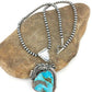 Navajo Pearls Kingman Turquoise Pendant Necklace | Sterling Silver | Native American Handmade | 4819