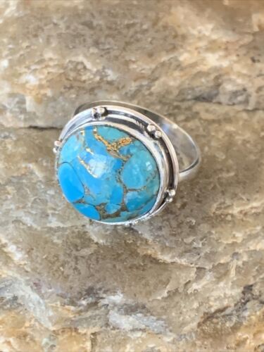 Mojave Blue Turquoise Ring | Navajo Sterling Silver | Sz 6 | Authentic Native American Handmade | 11424