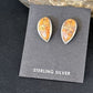 Navajo Orange Spiny Oyster Inlay Earrings | Sterling Silver | Authentic Native American Handmade | 14789