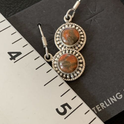 Navajo Spiny Oyster Earrings | Sterling Silver | Minimalist Native American Handmade | 12831