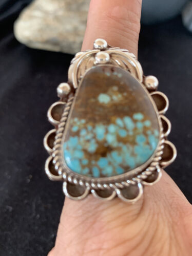 Native American Navajo Blue Turquoise #8 Ring | Sterling Silver | Sz 9.5 | 547