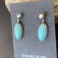 Blue Turquoise Dangle Post Earrings | Sterling Silver | 0.50" | 12713