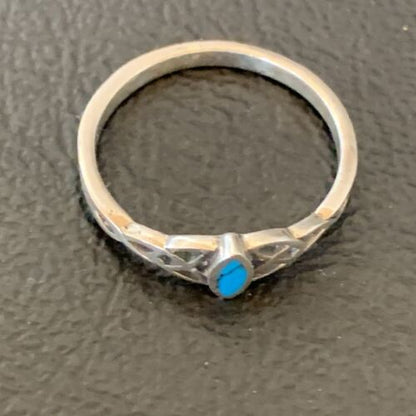 Southwestern Old Pawn Navajo Blue Turquoise Ring | Sterling Silver | Sz 7 | 10876