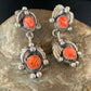 Navajo Red Spiny Oyster Dangle Earrings | Sterling Silver | Authentic Native American Handmade | 2059