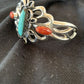 Men's Navajo Kingman Turquoise & Spiny Oyster Bracelet | Sterling Silver | Authentic Native American Handmade | 01031