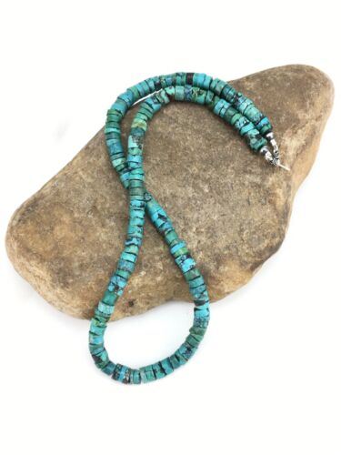 Navajo Turquoise Heishi Bead Necklace | Sterling Silver | 20" | Authentic Native American Handmade | 3286