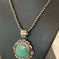 Men's Navajo Pearls Necklace Pendant | Sterling Silver | Blue Turquoise #8 | Authentic Native American Handmade | 529