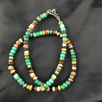 Navajo Orange Spiny Oyster Multi-Color Necklace | 18" | Authentic Native American Handmade | 10154