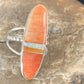 Navajo Red Spiny Oyster Opal Inlay Ring | Sterling Silver | Sz 8 | Authentic Native American Handmade | 11581