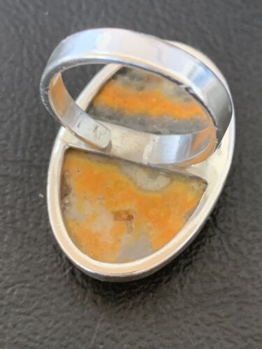 Navajo Bumble Bee Jasper Ring | Sterling Silver | Sz 8 Adjustable | Authentic Native American Handmade | 11542