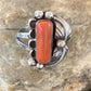 Navajo Red Coral Ring | Sterling Silver | Sz 9.5 | Authentic Native American Handmade | 01300