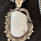 Men's White Buffalo Turquoise Pendant Necklace | Navajo Sterling Silver | 4124