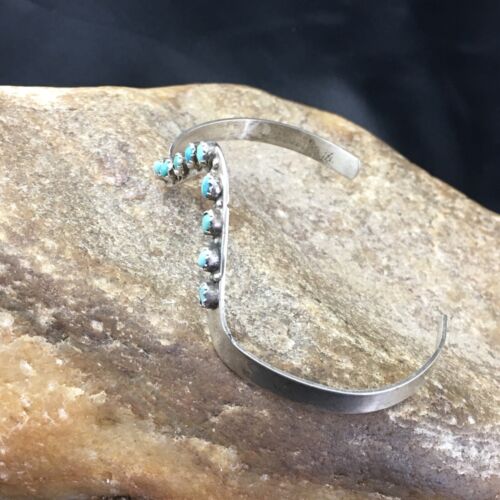 Navajo Old Pawn Blue Turquoise Bracelet | Sterling Silver | Authentic Native American Handmade | 10240