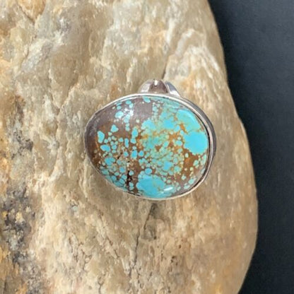Native American Men's Classic Navajo Blue Turquoise #8 Ring | Sterling Silver | Sz 8 | 01826