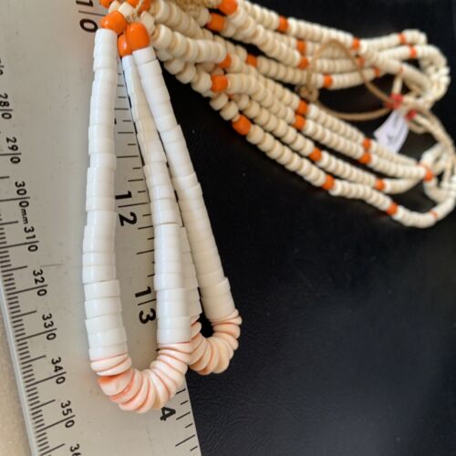 Native American Santo Domingo Shell Orange Spiny Oyster Bead Jacla Necklace | 30" | Handmade | 11991