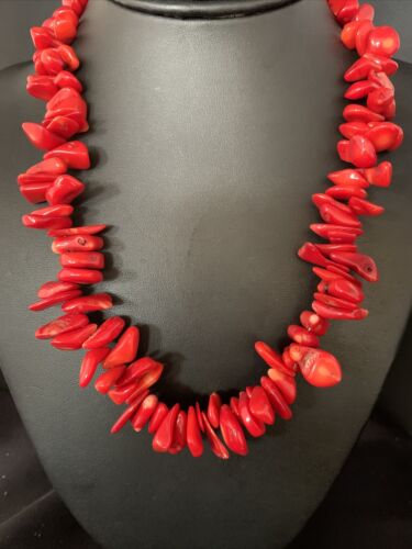 Women's Navajo | Native American | Bamboo Coral Strand Necklace | Sterling Silver | 18" | 13495