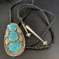 Ultra Rare Navajo Men's Bolo Tie | Blue Kingman Turquoise | Sterling Silver | Native American Handmade | 13668