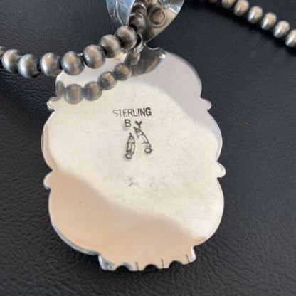 Native American Navajo Blue Lapis Pendant Necklace | Sterling Silver | Authentic Handmade | 11847