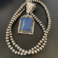 Navajo Denim Lapis Necklace with Pendant | Sterling Silver Pearls | Authentic Native American Handmade | 12438