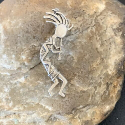 Native American Navajo Kokopelli Pin Pendant | Sterling Silver | Authentic Handmade | 12277