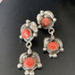 Native American Handmade Navajo Red Spiny Oyster Dangle Earrings | Sterling Silver | 2064