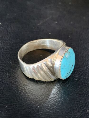 Navajo Blue Kingman Turquoise Ring | Sterling Silver | Sz 11 | Authentic Native American Handmade | 14149