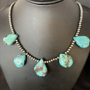 Teardrop Blue Turquoise Necklace | Navajo Pearls | Sterling Silver | 20" | 13964