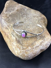 Children's Navajo Pink Opal Cuff Bracelet | Sterling Silver Handmade | Authentic Native American | 10179
