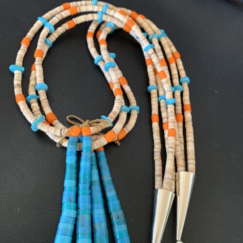 Southwestern Jacla Santo Domingo Shell Spiny Turquoise Jacla Necklace | 26" | Authentic Native American Handmade | 11992