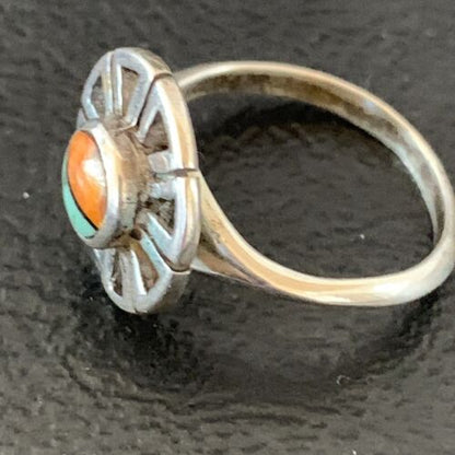 Navajo Blue Turquoise Spiny Oyster Inlay Ring | Sz 5.5 | Authentic Native American Handmade | 11185 - Masha USA