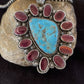 Navajo Purple Spiny Oyster & Turquoise Pendant Necklace | Sterling Silver | Authentic Native American Handmade | 01117