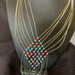 Multi-Color Liquid Silver Heishi Necklace | 7 Strand Sterling Silver Tubes | 18" | 12624