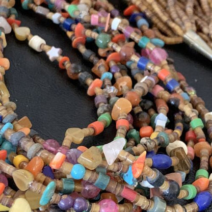 Southwestern Santo Domingo Red Coral Blue Turquoise Necklace | 10 Strand | 28" | 12454