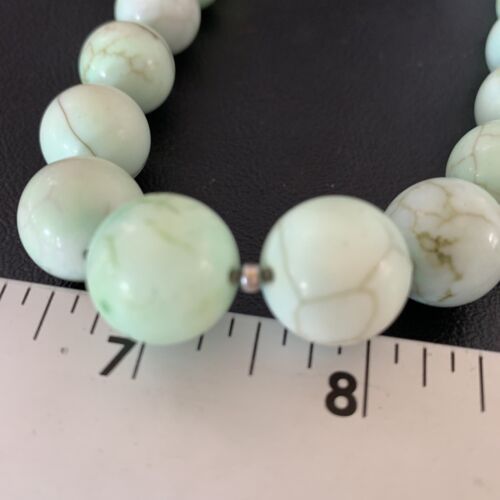 Native American Navajo Green Jade Bead Necklace | Sterling Silver | 16mm | 18" | 13263