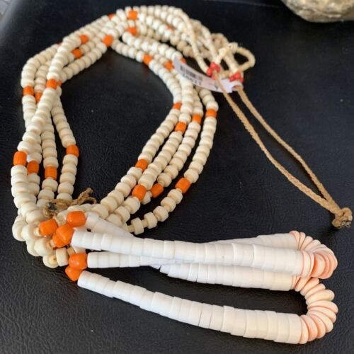 Native American Santo Domingo Shell Orange Spiny Oyster Bead Jacla Necklace | 30" | Handmade | 11991