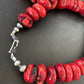 Navajo Red Coral Bead Necklace | Sterling Silver | 20" | Authentic Native American Handmade | 13375